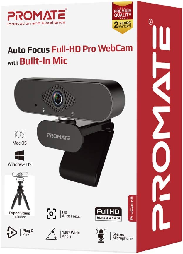 Auto Focus Full-HD Pro WebCam with Built-In Mic